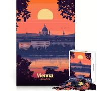Rompecabezas para Adultos Paisaje Urbano al Atardecer en Viena de 1000 Piezas Ejercicio cognitivo Relájate fácilmente Sin Bordes ásperos Regalo Ideal para Las Fiestas (38x26cm)
