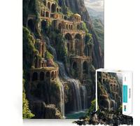 Rompecabezas para Adultos Paisaje Urbano con Cascada Arcos y Arquitectura 1000 Piezas Juego de Memoria Ajuste Firme Montaje Seguro Juego de construcción con conexión significativa (38x52cm)