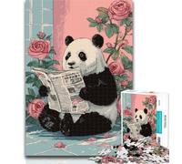 Rompecabezas para Adultos: Panda Leyendo un periódico Rompecabezas para Adolescentes de 1000 Piezas Juguete Educativo Intelectual descompresor Regalo de cumpleaños 75x50cm