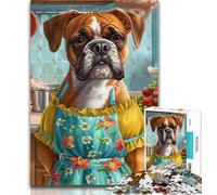 Rompecabezas para Adultos: Perro bóxer en la Cocina, 1000 Piezas, Juego Educativo para cumpleaños y Navidad 50x75cm