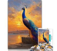 Rompecabezas para Adultos: Pintura al óleo de Pavo Real Azul, 1000 Piezas, Actividad Divertida para el hogar, Juguetes para días lluviosos, Regalos de cumpleaños, 26x38cm