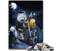 Rompecabezas para Adultos Polar Wolf Ride Moto Ayuda al Cerebro a ejercitar Juguetes adictivos para Cultivar la Paciencia Adecuado para Parejas 50x75cm