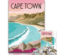 Rompecabezas para Adultos: póster de Viaje de Ciudad del Cabo Rompecabezas de 1000 Piezas para Adultos y Adolescentes Regalo de cumpleaños, Arte Mural para Mayores de 14 años 26x38cm