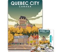 Rompecabezas para Adultos: póster de Viaje de la Ciudad de Quebec, 1000 Piezas, Juguete Educativo Intelectual descompresor, Regalo de Amigo Secreto, 75x50cm