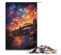 Rompecabezas para Adultos: Psicodelia Colorida del Puente del Puerto de Sídney 1000 Piezas Rompecabezas de Madera para Adultos y niños a Partir de 12 años 1000 Piezas (38 x 26 cm)