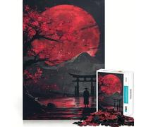Rompecabezas para Adultos: Puerta Torii de la Luna Roja, Fuji, 1000 Piezas, para ejercitar la Mente, relajación, Bordes precisos, colección de Arte (38x52cm)