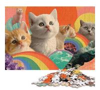 Rompecabezas para Adultos Rainbow Cats Whiskered Wonder de 300 Piezas, Rompecabezas de Madera, Rompecabezas para Mayores de 18 años, Gran Regalo para Adultos (40 x 28 cm)