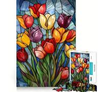 Rompecabezas para Adultos Ramo de Tulipanes Vibrantes de 1000 Piezas Juego Mental Regalo Ideal Troquelado de Alta precisión Actividad Relajante para Grupos en Interiores (50x75cm)