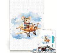 Rompecabezas para Adultos Ratón Volando en un avión, 1000 Piezas Juguete para ejercitar la Mente Disfrute del diseño y el Montaje Un Regalo Encantador (50x75cm)