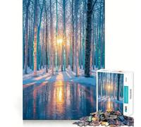 Rompecabezas para Adultos Reflejo del Amanecer en el Bosque Invernal - 1000 Piezas - Juego Estimula la Mente - Estructura de Encaje precisa - Fácil de Aprender - Diversión para Toda la Familia