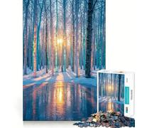 Rompecabezas para Adultos Reflejo del Amanecer en el Bosque Invernal de 1000 Piezas Juego de lógica con Cortes de precisión y Bordes Lisos reuniones Familiares (38x26cm)