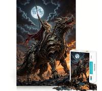 Rompecabezas para Adultos Reina Guerrera Montando un Dragón Bajo la Luz de la Luna Juego de 1000 Piezas Que estimula el Pensamiento Estructura de Encaje precisa Fácil de Aprender Diversión
