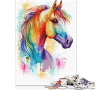 Rompecabezas para Adultos, Retrato de Caballo Colorido, 1500 Piezas, Rompecabezas de Madera, Rompecabezas para jóvenes de 18 años, Regalo de cumpleaños de Navidad, 1500 Piezas (85 x 57 cm)