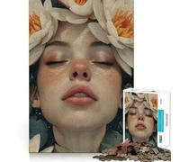 Rompecabezas para Adultos Retrato de Pétalos de 1000 Piezas Juguete para ejercitar la Mente Ideal para Relajarse y armar Regalo artístico (50x75cm)