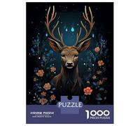 Rompecabezas para Adultos Rompecabezas De 1000 Piezas Beautiful Deer and Flowers para Adultos Juegos Divertidos Análisis Y Lógica Ayuda Al Cerebro A Ejercitarse 38x26cm/1000pcs