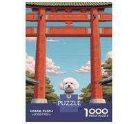 Rompecabezas para Adultos Rompecabezas De 1000 Piezas Bichon Frise Torii Gate para Adultos Juegos Divertidos Análisis Y Lógica Ayuda Al Cerebro A Ejercitarse 52x38cm/1000pcs