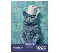 Rompecabezas para Adultos Rompecabezas De 1000 Piezas Cat British Shorthair with Toilet Paper Rompecabezas Juego De Ingenio Aliviador De Estrés Regalos para Reducir El Estrés 52x38cm/1000pcs