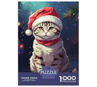 Rompecabezas para Adultos Rompecabezas De 1000 Piezas Cat Christmas para Adultos Juegos Divertidos Análisis Y Lógica Ayuda Al Cerebro A Ejercitarse 52x38cm/1000pcs