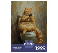 Rompecabezas para Adultos Rompecabezas De 1000 Piezas Cat Toilet Mobile Phone para Adultos Juegos Divertidos Análisis Y Lógica Ayuda Al Cerebro A Ejercitarse 70x50cm/1000pcs