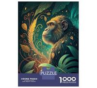Rompecabezas para Adultos Rompecabezas De 1000 Piezas Chimpanzee in Lush Jungle Illustration para Adultos Juegos Divertidos Análisis Y Lógica Ayuda Al Cerebro A Ejercitarse 70x50cm/1000pcs