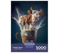 Rompecabezas para Adultos Rompecabezas De 1000 Piezas Cow Coffe para Adultos Juegos Divertidos Análisis Y Lógica Ayuda Al Cerebro A Ejercitarse 38x26cm/1000pcs
