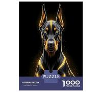 Rompecabezas para Adultos Rompecabezas De 1000 Piezas Elegant Doberman Portrait with Golden Accents Rompecabezas Juego De Ingenio Aliviador De Estrés Regalos para Reducir El Estrés 52x38cm/1000pcs