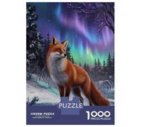 Rompecabezas para Adultos Rompecabezas De 1000 Piezas Fox Aurora Borealis Winter Scene para Adultos Juegos Familiares Análisis Y Lógica Oferta como Regalos para Toda La Familia 38x26cm/1000pcs