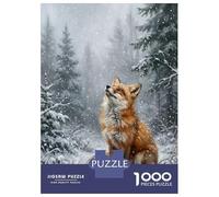 Rompecabezas para Adultos Rompecabezas De 1000 Piezas Fox in A Snowy Forest Rompecabezas Juego De Ingenio Aliviador De Estrés Regalos para Reducir El Estrés 52x38cm/1000pcs