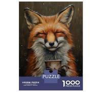 Rompecabezas para Adultos Rompecabezas De 1000 Piezas Happy Fox Drinking Tea para Adultos Juegos Divertidos Análisis Y Lógica Ayuda Al Cerebro A Ejercitarse 38x26cm/1000pcs