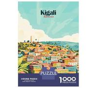 Rompecabezas para Adultos Rompecabezas De 1000 Piezas Kigali Rwanda Cityscape Illustration para Adultos Juegos Divertidos Análisis Y Lógica Ayuda Al Cerebro A Ejercitarse 70x50cm/1000pcs