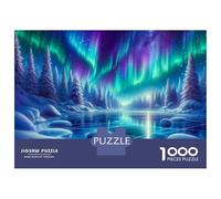 Rompecabezas para Adultos Rompecabezas De 1000 Piezas Northern Lights Over Frozen Lake para Adultos Juegos Familiares Análisis Y Lógica Oferta como Regalos para Toda La Familia 70x50cm/1000pcs