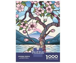 Rompecabezas Para Adultos Rompecabezas De 1000 Piezas Stained Glass Cherry Blossoms And Mountain Para Adultos Juegos Familiares Análisis Y Lógica Oferta Como Regalos Para Toda La Familia 70x50cm/1000p