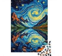 Rompecabezas para Adultos Rompecabezas De 1000 Piezas Starry Night Reflections Landscape Rompecabezas Juego De Ingenio Aliviador De Estrés Regalos para Reducir El Estrés 52x38cm/1000pcs