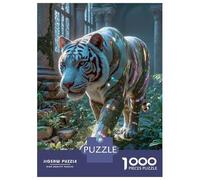 Rompecabezas para Adultos Rompecabezas De 1000 Piezas White Tiger in Ancient Ruins Rompecabezas Juego De Ingenio Aliviador De Estrés Regalos para Reducir El Estrés 52x38cm/1000pcs