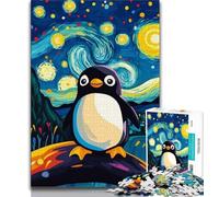 Rompecabezas para Adultos Rompecabezas de pingüinos del Cielo Nocturno para Adolescentes educativos y de Aprendizaje Toda la Familia 26x38cm