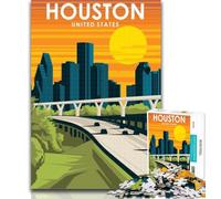 Rompecabezas para Adultos, Rompecabezas de Viaje de Houston, Texas, para Adolescentes, Juego Familiar, antiestrés, desafío difícil, Regalo de Amigo Secreto, 75x50cm