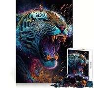 Rompecabezas para Adultos Rugido Brillante de Tigres de 1000 Piezas Juguete para ejercitar la Mente, diseño Relajante, Ideal para armar Regalo de Papá Noel 50x75cm