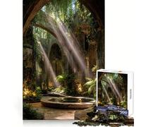 Rompecabezas para Adultos Ruinas Cubiertas de vegetación con Rayos de Sol de 1000 Piezas Juguete de lógica Resistente con Bordes Transparentes Regalo Premium (38x52cm)
