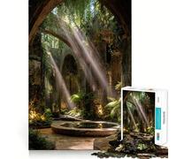Rompecabezas para Adultos Ruinas Cubiertas de vegetación con Rayos de Sol de 1000 Piezas Juguete de lógica Resistente con Bordes Transparentes Regalo Premium (38x52cm)