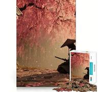 Rompecabezas para Adultos Samurái bajo cerezos en Flor, 1000 Piezas, Juguete para ejercitar la Mente, Ideal para Relajarse y Disfrutar del Arte del ensamblaje (50x75cm)
