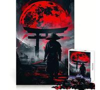 Rompecabezas para Adultos Samurái bajo la Luna roja, 1000 Piezas, Juguete para ejercitar la Mente, Ideal para Relajarse y Disfrutar del Arte del ensamblaje (38x26cm)
