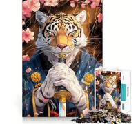 Rompecabezas para Adultos Samurái Tigre con Katana de 1000 Piezas, Smart Reason Toy Group Joy Smooth Edge Fine Art Piece 38x26cm