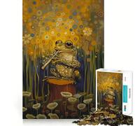 Rompecabezas para Adultos Sapo Tocando la Flauta, 1000 Piezas, Rompecabezas para ejercitar la Mente, pasatiempo para el hogar, Imagen para armar, Regalo Memorable 38x52cm