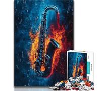 Rompecabezas para Adultos: Saxofón de Hielo y Fuego 1000 Piezas Ideal para aliviar el estrés desafío difícil decoración (26x38cm)