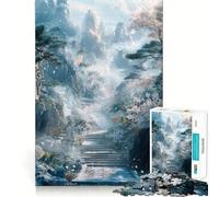Rompecabezas para Adultos Sendero de montaña con Flores y Niebla de 1000 Piezas Juguete para ejercitar la Mente Diseño para aliviar el estrés Un Regalo Encantador (38x26cm)