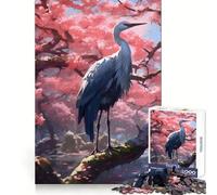 Rompecabezas para Adultos Serene Sakura Crane de 1000 Piezas, Juguete para ejercitar la Mente, Ideal para Relajarse y armar una Imagen, Regalo artístico (50x75cm)
