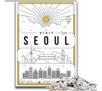Rompecabezas para Adultos Seúl, Corea del Sur, para Mayores de 14 años, Juego de desafío único, Juegos Familiares, Regalos de cumpleaños de Navidad (38x52cm) 1000 Piezas