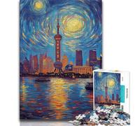 Rompecabezas para Adultos Shanghai bajo el Cielo Nocturno, 1000 Piezas, Juguetes educativos, Juegos Familiares, Regalos para Amigos y Familiares, 75x50cm