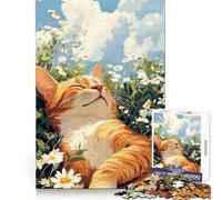 Rompecabezas para Adultos Siesta de Gato en un Campo de Margaritas de 1000 Piezas Ideal para desarrollar la Memoria,el Bienestar y el Ocio Bordes limpios Regalo Creativo (38x52cm)