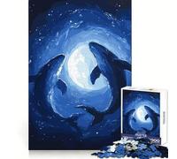 Rompecabezas para Adultos Siluetas de Ballenas bajo la Luna de 1000 Piezas Desarrolla la Inteligencia y la Habilidad Tranquilo (50x75cm)